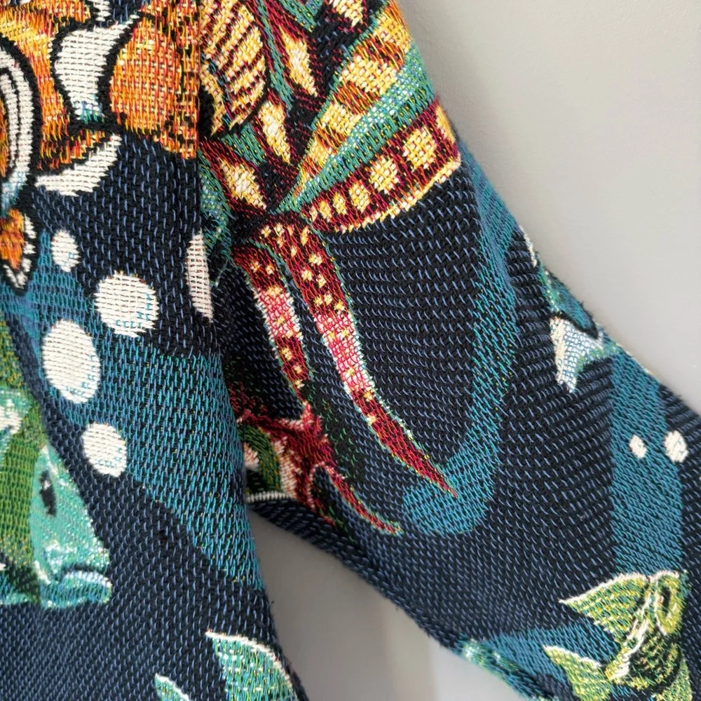 Vintage Pony Woven Tropical Fish Ocean Tapestry Jacket - Picture 5 of 9